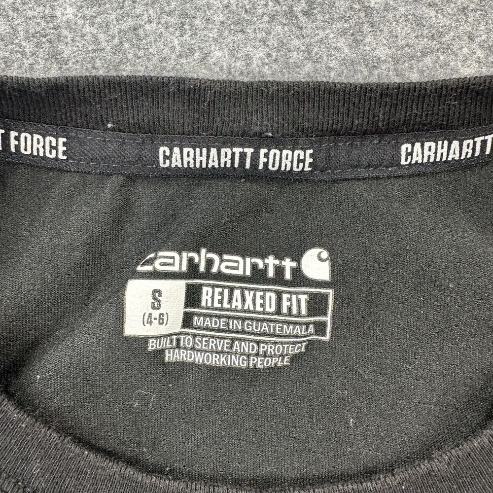 Carhartt Shirt Womens Small Black Force Pocket Logo Workwear Tee Short Sleeve - Picture 4 of 10